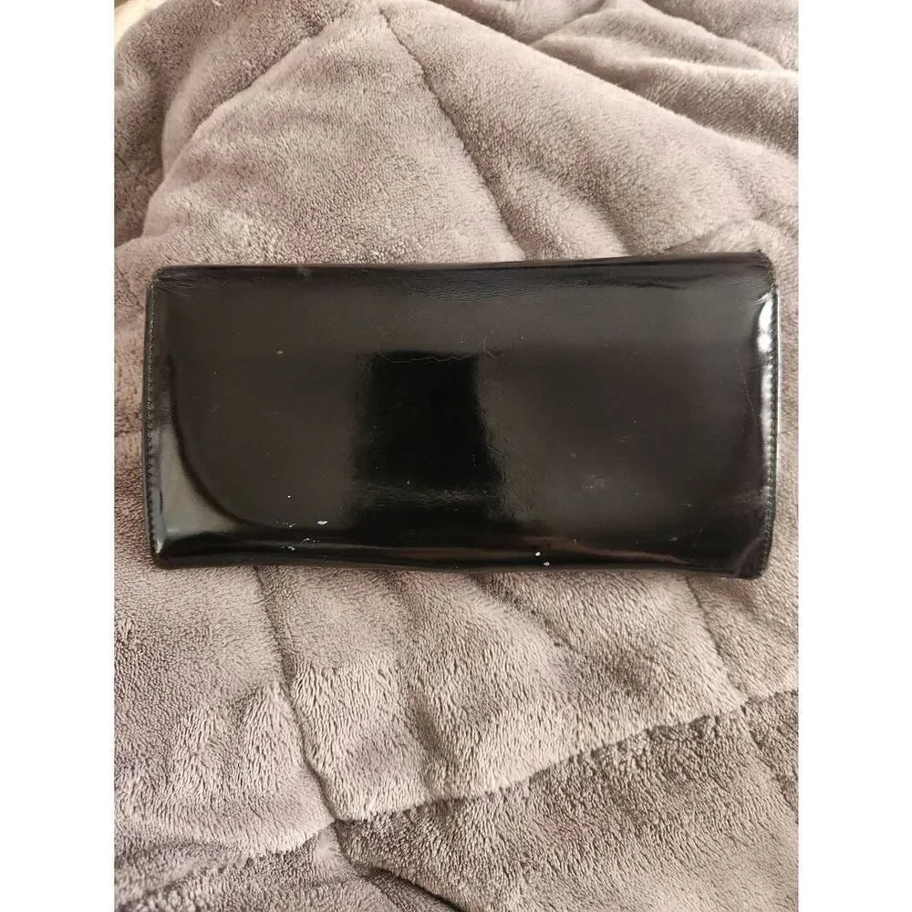 Salvatore Ferragamo Clutch Envelope Wallet Black Leather Gancini Buckle.  AQ2201